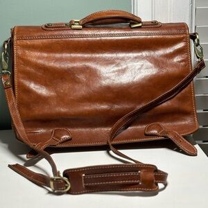 Genuine Leather Brown Briefcase Arianna Firenze Made In Italy